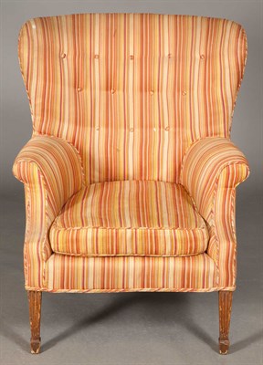 Lot 355 - George III Style Mahogany Wing Armchair Height...