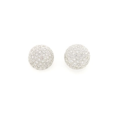 Lot 1217 - Pair of White Gold and Diamond Earrings