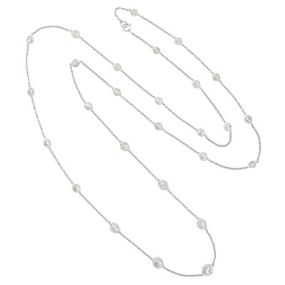 Lot 149 - Long Platinum and Diamond Chain Necklace