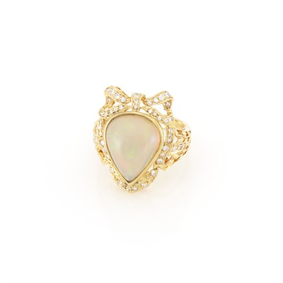 Lot 1828 - Gold, Opal and Diamond Ring