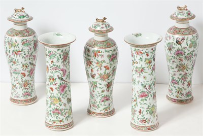 Lot 294 - Chinese Export Canton Famille Rose Five-Piece...