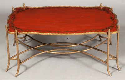 Lot 349 - Regency Style Red-Japanned and Parcel-Gilt...