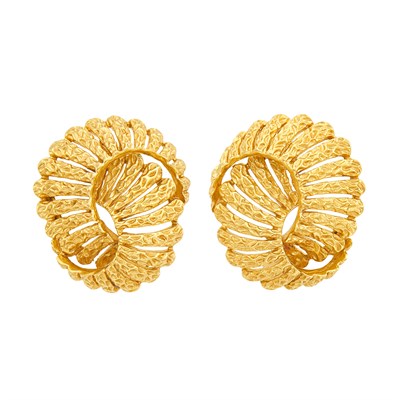 Lot 335 - Pair of Gold Earclips, Tiffany & Co.