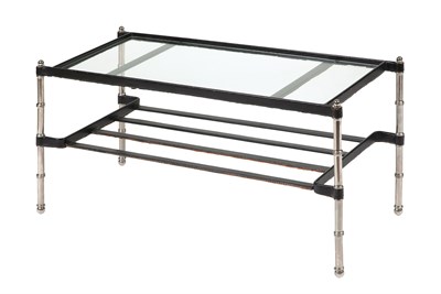 Lot 350 - Jacques Adnet Leather Wrapped Silvered Metal...