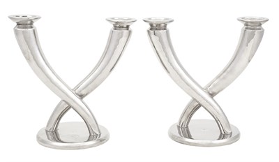 Lot 266 - Pair of Gio Ponti Silver-Plated Candelabra...