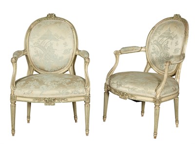 Lot 1169 - Pair of Louis XVI Painted Fauteuils a la Reine...
