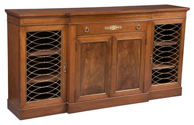 Lot 282 - Regency Style Mahogany Breakfront Side Cabinet...