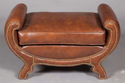 Lot 208 - Brown Leather-Upholstered Bench Height 20...