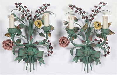 Lot 133 - Pair of Venetian Multicolor Tôle Flower...