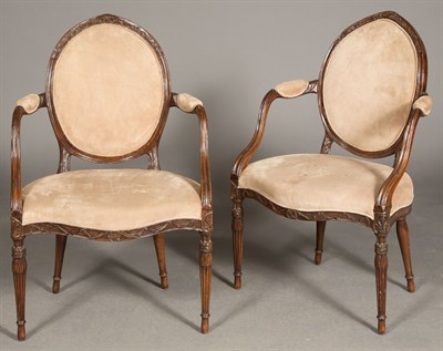 Lot 251 - Pair of George III Suede-Upholstered Beechwood...