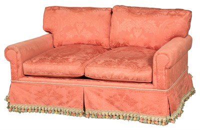 Lot 276 - Red Silk-Upholstered Two-Cushion Sofa Height...
