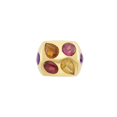 Lot 22 - Gold and Cabochon Colored Stone Ring, Chanel, France