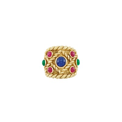 Lot 40 - Wide Gold and Cabochon Gem-Set Ring, David Webb