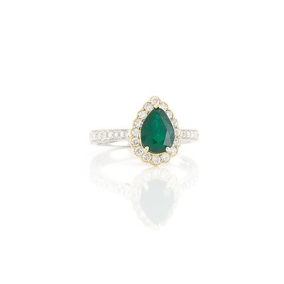 Lot 1204 - White Gold, Emerald and Diamond Ring