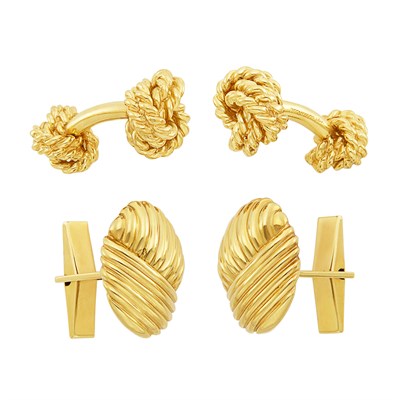 Lot 455 - Two Pairs of Gold Cufflinks, Tiffany & Co.
