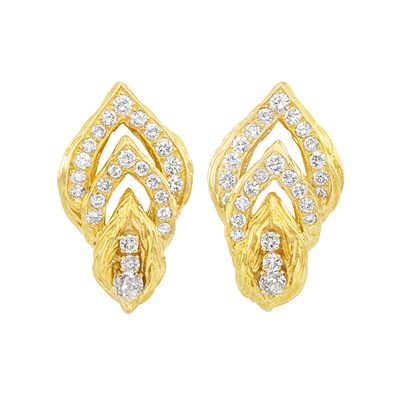 Lot 648 - Pair of Gold and Diamond Earrings, Van Cleef & Arpels