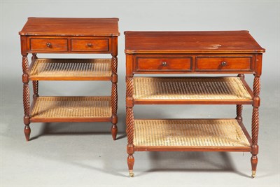 Lot 285 - Two Similar Hardwood and Caned Two-Tier Side...
