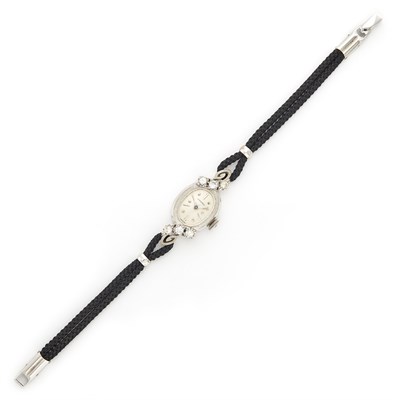 Lot 1335 - White Gold and Diamond Wristwatch, Longines