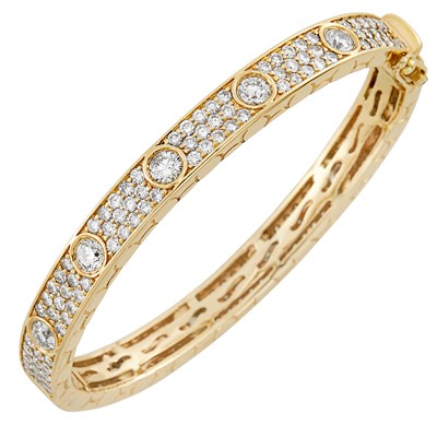 Lot 183 - Gold and Diamond Bangle Bracelet