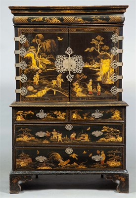 Lot 490 - Queen Anne Black-Japanned, Parcel-Gilt and...