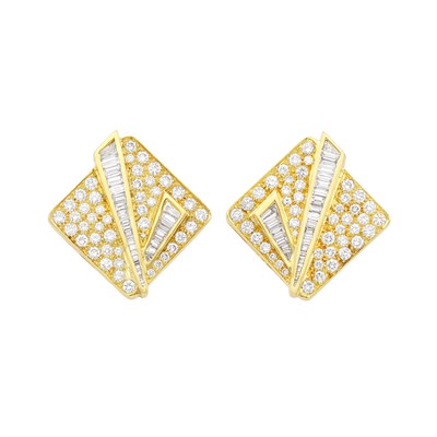 Lot 673 - Pair of Gold and Diamond Earclips, David Webb