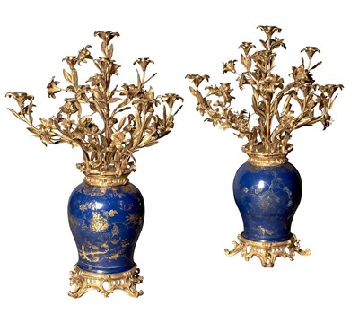 Lot 487 - Pair of French Ormolu-Mounted Chinese Gilt and...