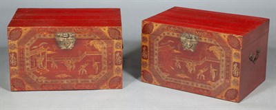 Lot 222 - Pair of Asian Red-Japanned and Parcel-Gilt...