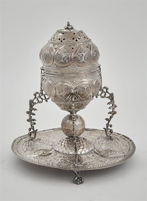 Lot 279 - Ottoman Silver Incense Burner Height 9 1/2...