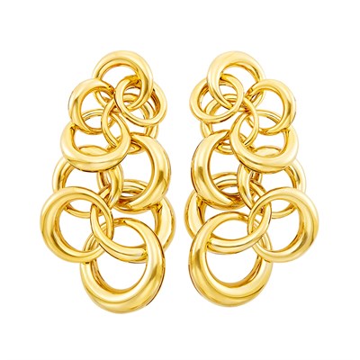 Lot 639 - Pair of Gold Pendant-Earclips, de Grisogono