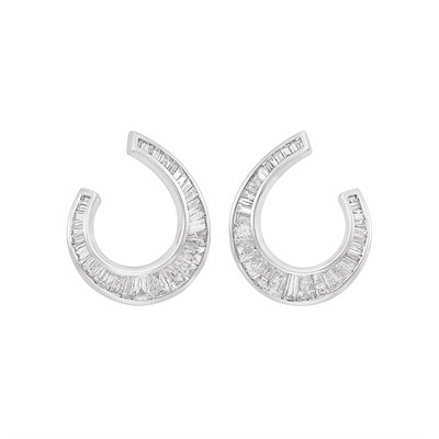 Lot 175 - Pair of White Gold and Diamond Earrings