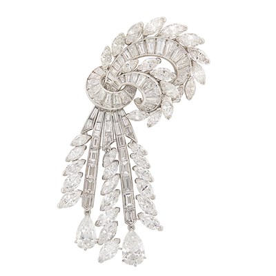 Lot 488 - Platinum and Diamond Spray Clip-Brooch, Van Cleef & Arpels