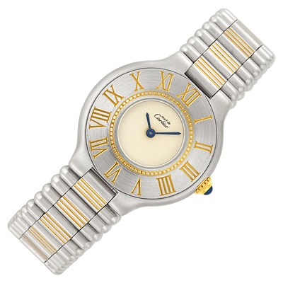 Lot 446 - Stainless Steel and Vermeil '21' Wristwatch, Must de Cartier