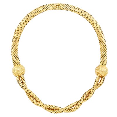 Lot 365 - Braided Gold Mesh Necklace