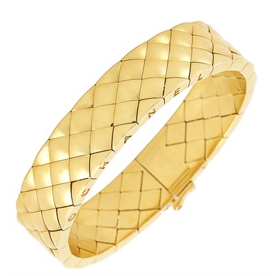 Lot 185 - Gold 'Matelasse' Quilted Bracelet, Chanel, France