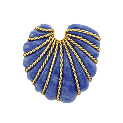 Lot 376 - Gold and Sodalite Shell Brooch, Seaman Schepps