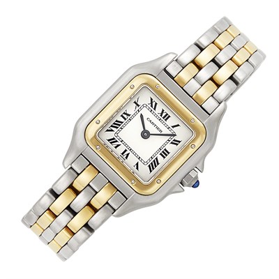 Lot 437 - Stainless Steel and Gold 'Panthère' Wristwatch, Cartier