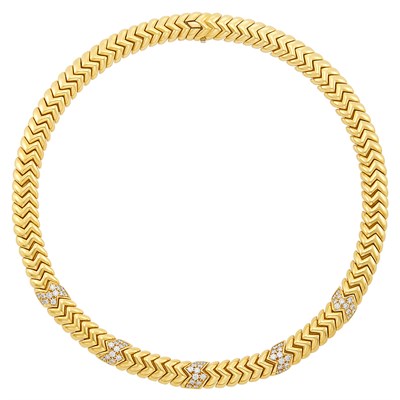 Lot 676 - Gold and Diamond 'Spiga' Necklace, Bulgari