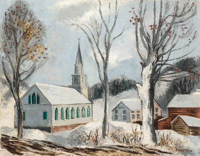 Lot 95 - Ernest Fiene American, 1894-1965 Early Snow,...