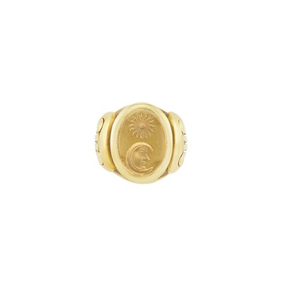 Lot 277 - Gold and Crystal 'Sun and Moon' Intaglio Ring, Barry Kieselstein-Cord