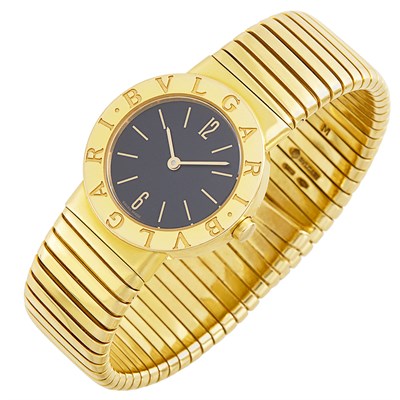 Lot 273 - Gold 'Tubogas' Bracelet-Watch, Bulgari
