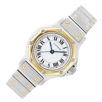 Lot 549 - Stainless Steel and Gold 'Santos' Wristwatch, Cartier