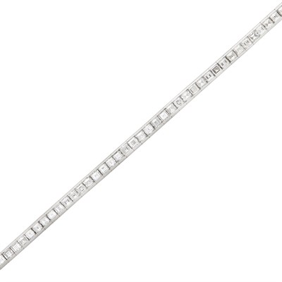 Lot 453 - Platinum and Diamond Straightline Bracelet