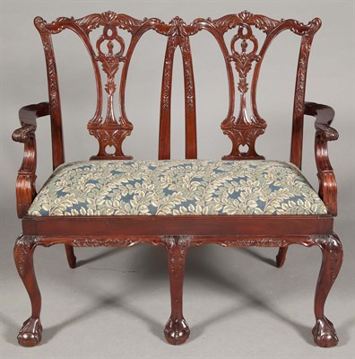 Lot 157 - George II Style Mahogany Settee Height 40...