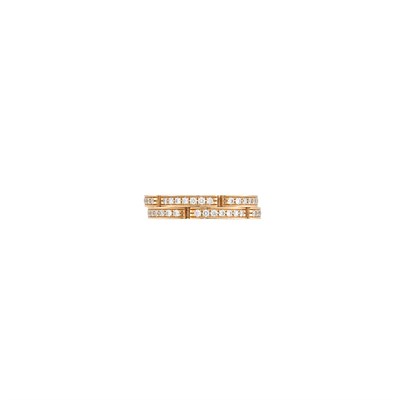 Lot 595 - Two Row Rose Gold and Diamond 'Maillon Panthère' Band Ring, Cartier