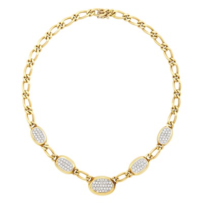 Lot 28 - Two-Color Gold and Diamond Link Necklace