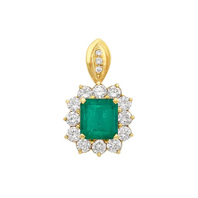 Lot 193 - Gold, Emerald and Diamond Pendant
