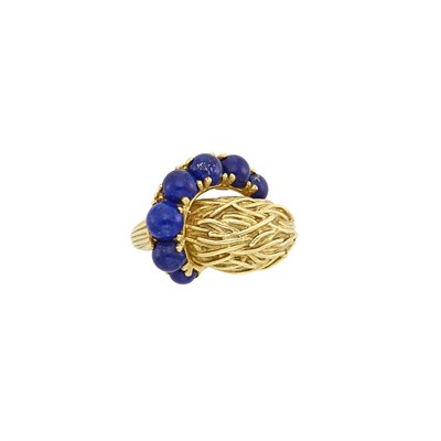 Lot 59 - Woven Gold and Lapis Bombé Ring, Pomellato