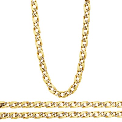 Lot 220 - Gold and Diamond Curb Link Necklace/Bracelets Combination