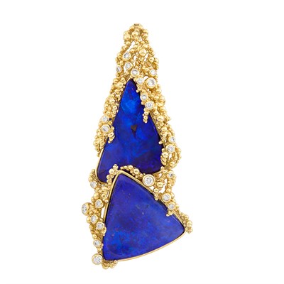 Lot 62 - Gold, Opal and Diamond Brooch, Gilbert Albert