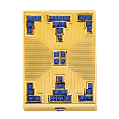 Lot 177 - Gold and Sapphire Compact, Ostertag, Paris